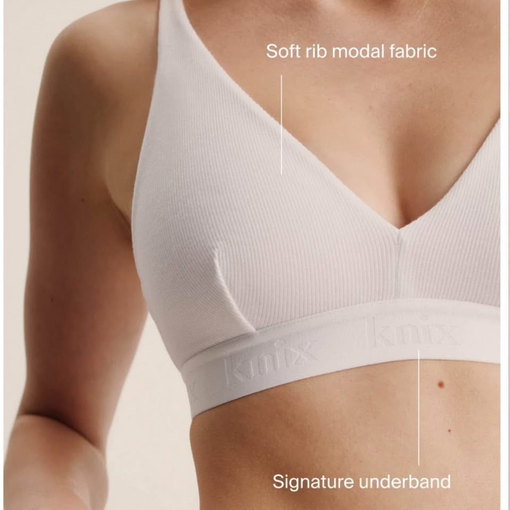 Knix White Ribbed Modal Bralette